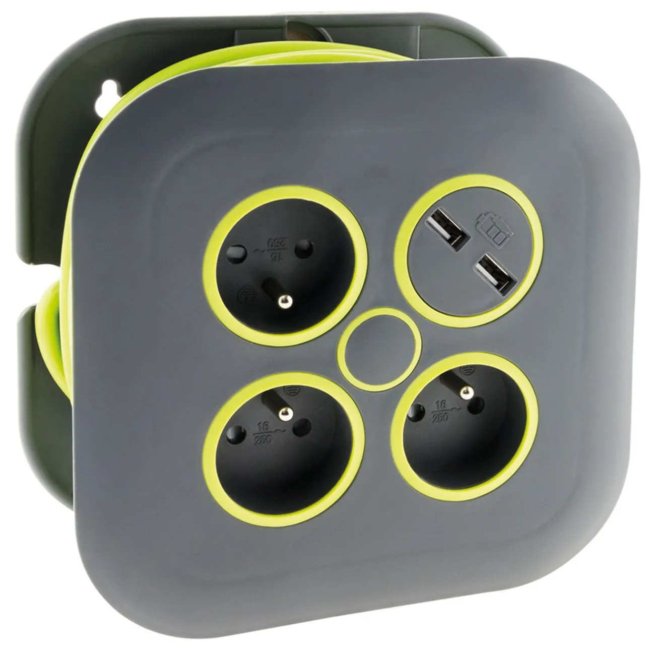 Gifi Accessoires Électriques^Enrouleur 7M - 3 prises 16A+2USB