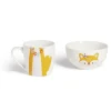 Gifi Ensemble bol et mug en porcelaine motif enfant motif renard H15cm