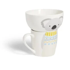 Gifi Ensemble bol et mug en porcelaine motif enfant motif koala H15cm