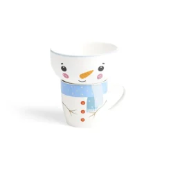 Gifi Ensemble mug 355ml avec bol 520ml porcelaine motif bonhomme de neige