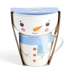 Gifi Ensemble mug 355ml avec bol 520ml porcelaine motif bonhomme de neige
