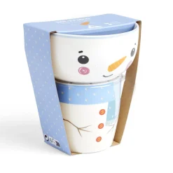 Gifi Ensemble mug 355ml avec bol 520ml porcelaine motif bonhomme de neige