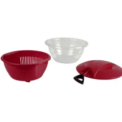 Gifi Essoreuse à salade 4 en 1 transparente et rouge