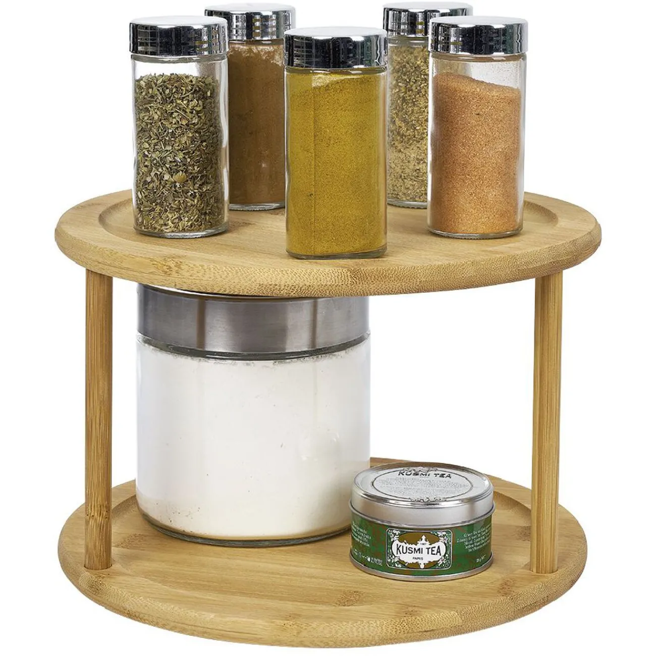 Gifi Etagère de cuisine ronde rotative 2 niveaux