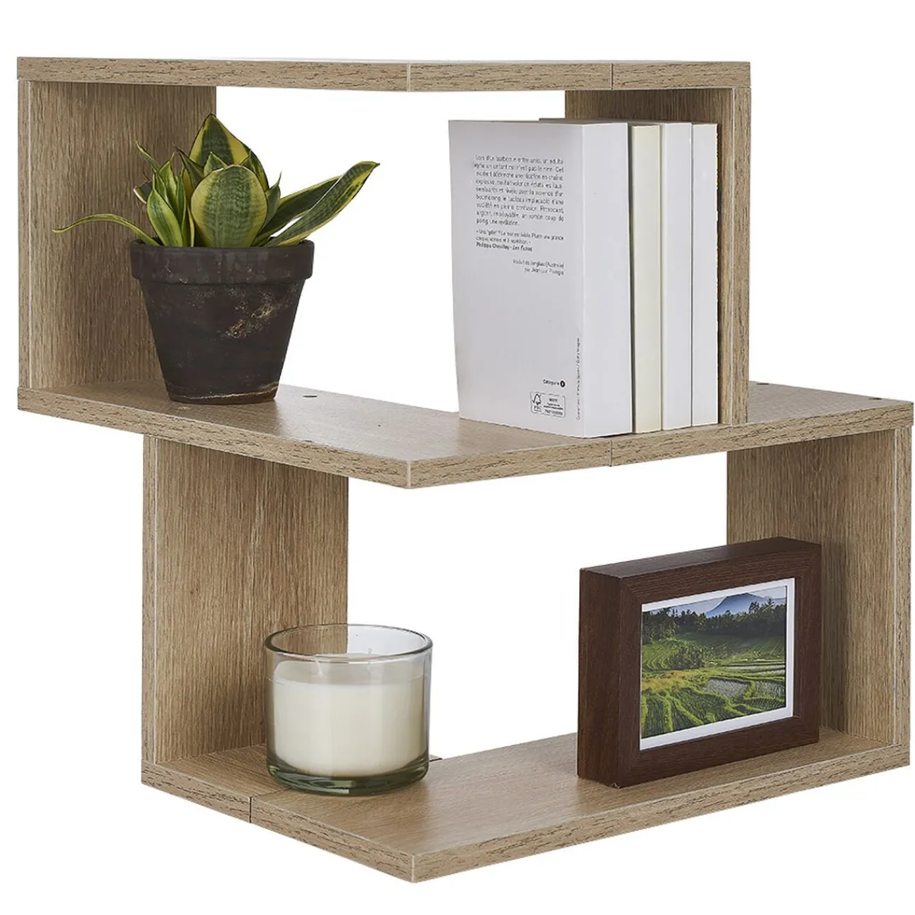 Gifi Rangement|Etagère double spécial angle couleur chêne