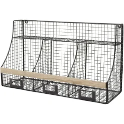 Gifi Rangement|Etagère mural 3 casiers métal noir et naturel