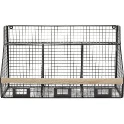 Gifi Rangement|Etagère mural 3 casiers métal noir et naturel