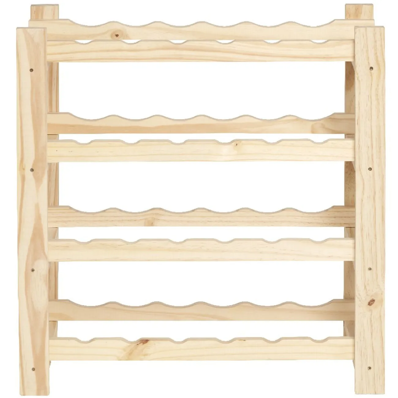 Gifi Rangement|Etagère porte bouteille 4 niveaux en pin naturel