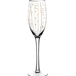 Gifi Flûte à champagne transparent motif pois et rayure cuivre