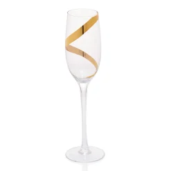 Gifi Flûte à champagne transparent motif ruban doré x3
