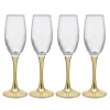 Gifi Flûte en verre transparent pied doré x4