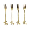 Gifi Fourchette à dessert x4 design feuille inox doré L15cm
