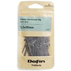 Gifi Quincaillerie^50g pointes tête homme acier brut - 1,5x30 mm