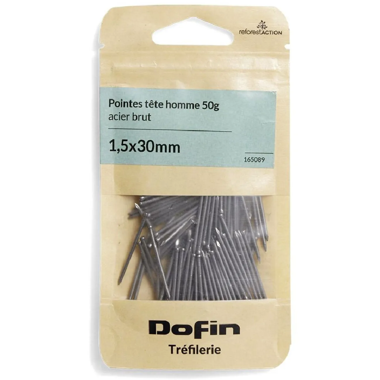 Gifi Quincaillerie^50g pointes tête homme acier brut - 1,5x30 mm