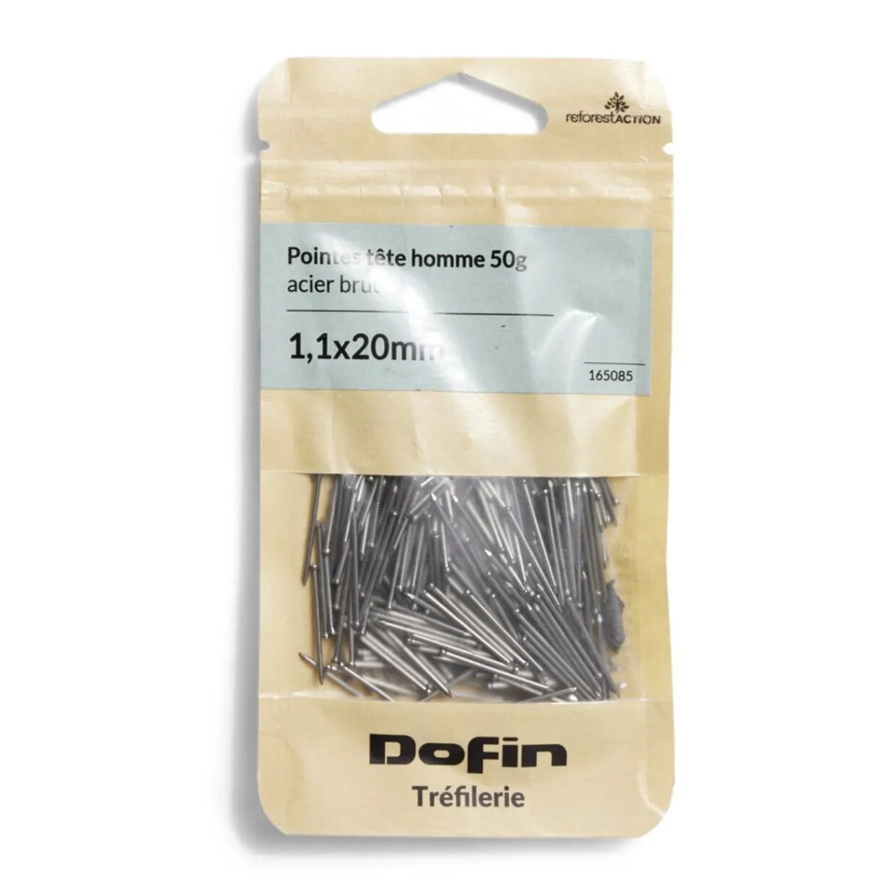 Gifi Quincaillerie^50g pointes tête homme acier brut - 1,1x20 mm