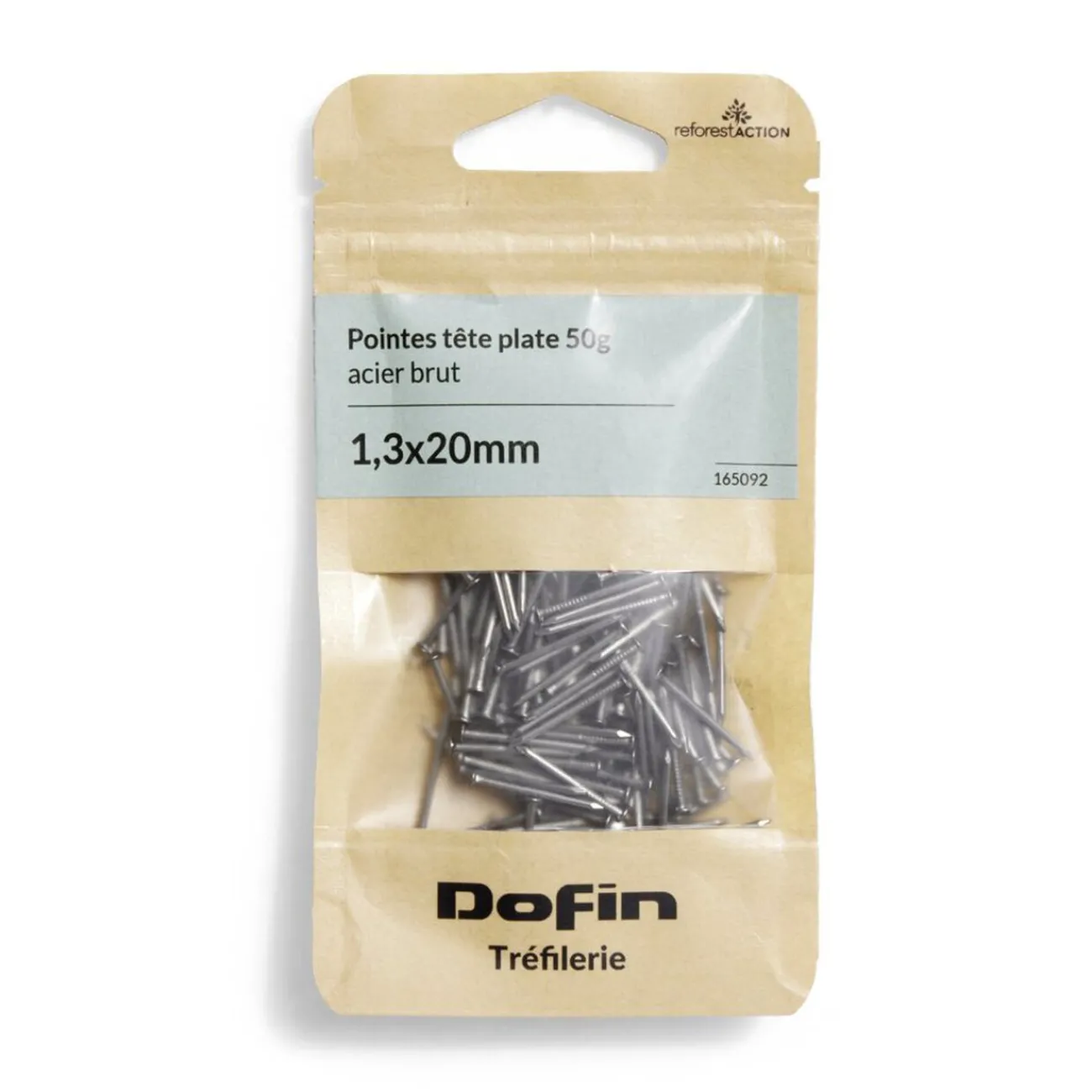 Gifi Quincaillerie^50g pointes tête homme acier brut - 1,3x20 mm