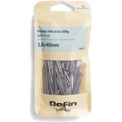 Gifi Quincaillerie^50g pointes tête homme acier brut - 1,8x40 mm