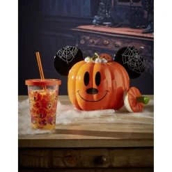 Gifi Gobelet à paille Mickey Disney Halloween fantôme orange et violet