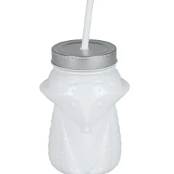 Gifi Gobelet animalier en verre + paille + couvercle