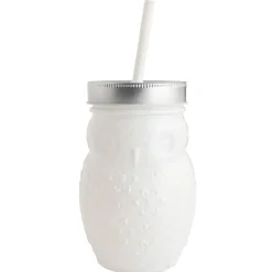 Gifi Gobelet animalier en verre + paille + couvercle