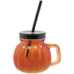 Gifi Gobelet avec paille en forme de citrouille orange 500 ml