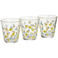 Gifi Gobelet bas conique transparent motif citron 25cl x3 - Ø8,4 x H8 cm