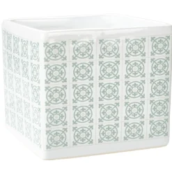 Gifi Aménagement Salle De Bain^Gobelet carré à motif ciment blanc vert