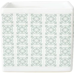 Gifi Aménagement Salle De Bain^Gobelet carré à motif ciment blanc vert