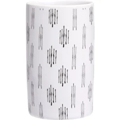 Gifi Aménagement Salle De Bain^Gobelet céramique céramique blanc et noir motif trait Ø6xH10,5cm