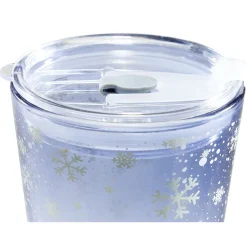 Gifi Gobelet en verre 400 ml avec paille décor givré