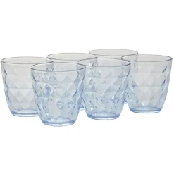Gifi Gobelet en verre Agathe motif relief diamant transparent bleu x6
