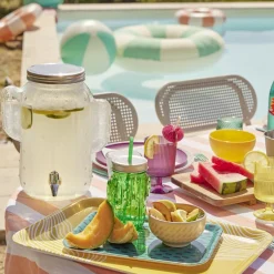 Gifi Gobelet en verre avec paille forme cactus ou fraise Ø10xH12,5cm