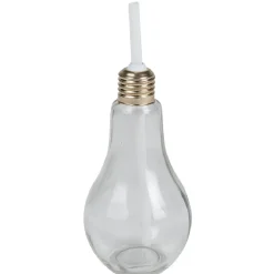 Gifi Gobelet en verre forme ampoule avec paille