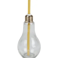 Gifi Gobelet en verre forme ampoule avec paille