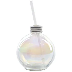Gifi Gobelet en verre forme boule de Noël avec paille