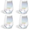 Gifi Gobelet en verre irisé ovale x4