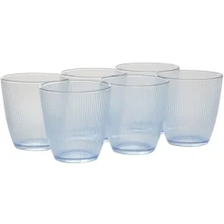 Gifi Gobelet en verre Nina motif relief rainuré transparent bleu 25 cl x6