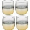 Gifi Gobelet en verre transparent pied doré x4