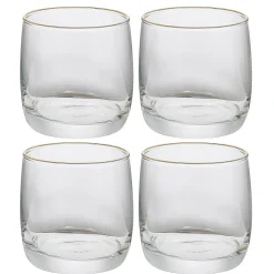 Gifi Gobelet en verre transparent avec liseré doré x4