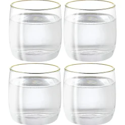 Gifi Gobelet en verre transparent avec liseré doré x4