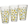 Gifi Gobelet haut verre transparent motif citron jaune et bleu 30cl x3