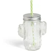 Gifi Gobelet 460ml forme cactus avec paille verre transparent