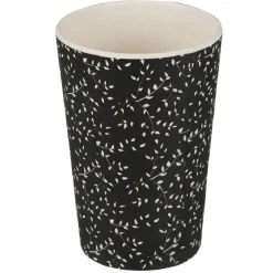 Gifi Gobelet mélaminé noir décor feuille blanche
