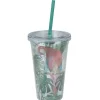 Gifi Gobelet plastique et paille décor perroquet exotique