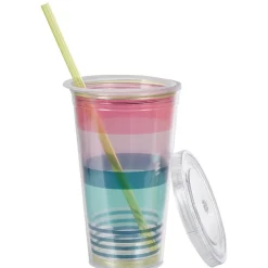 Gifi Gobelet plastique et paille bayadère