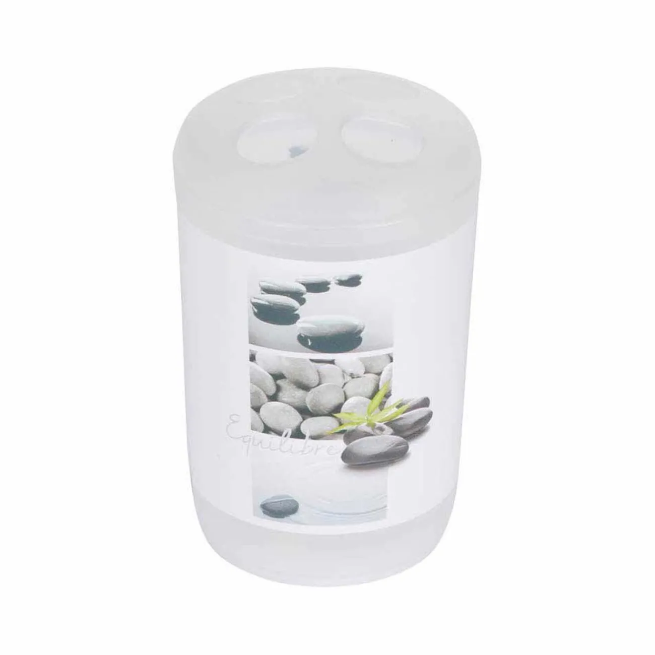 Gifi Aménagement Salle De Bain^Gobelet porte brosse à dents motif galet zen blanc transparent