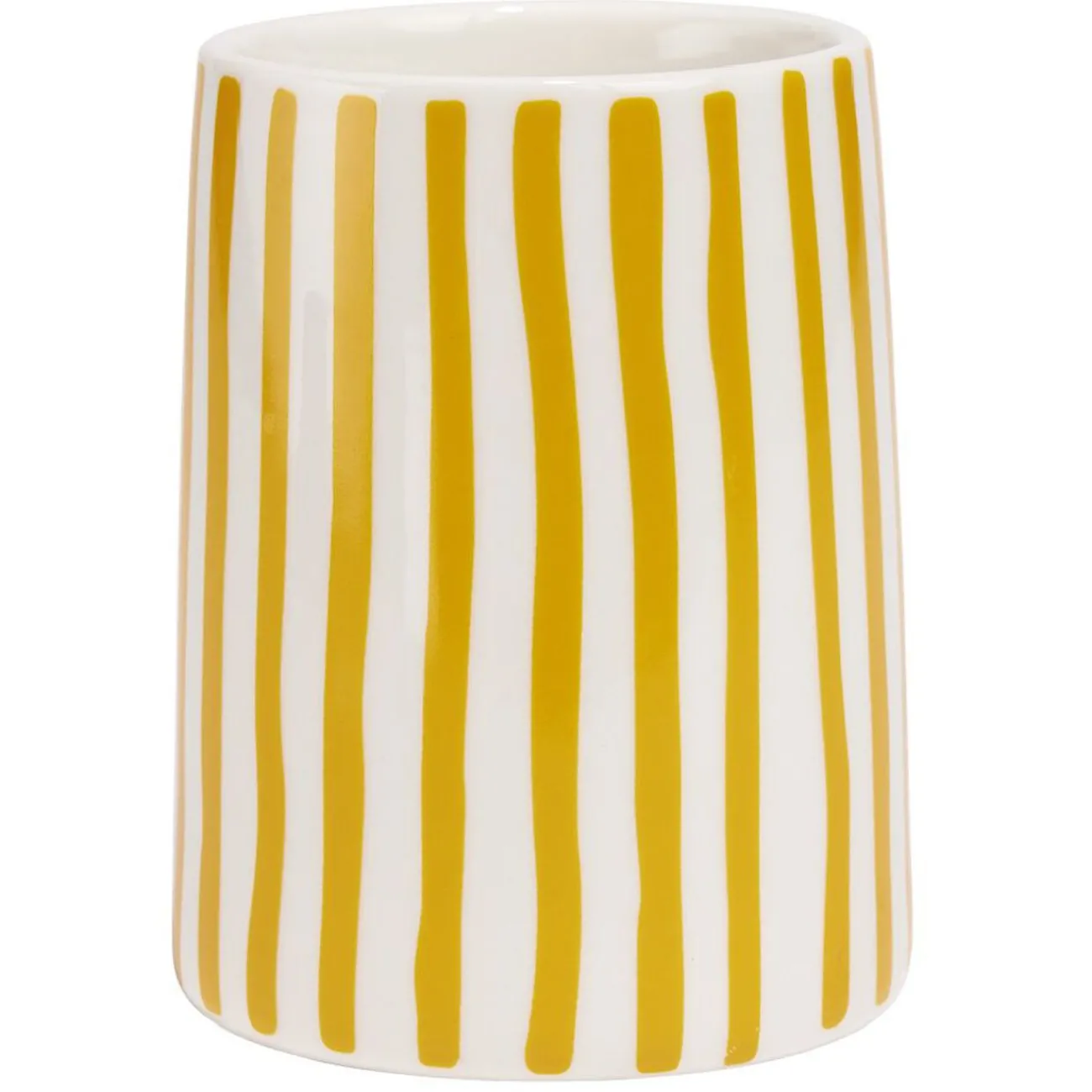 Gifi Aménagement Salle De Bain^Gobelet salle de bain rayure jaune et blanc Sunflow en grès Ø8xH10,2cm