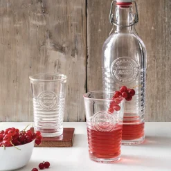 Gifi Gobelet strie embossée inscription Since 1825 transparent x3