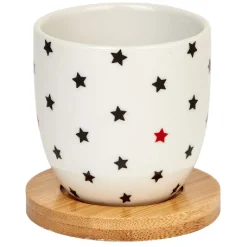 Gifi Gobelets café et sous tasse blanc motif noir rouge 11 cl x4