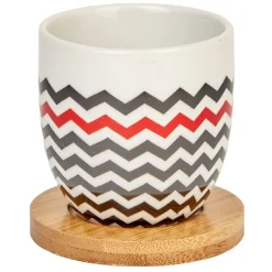 Gifi Gobelets café et sous tasse blanc motif noir rouge 11 cl x4